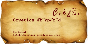 Czvetics Árpád névjegykártya